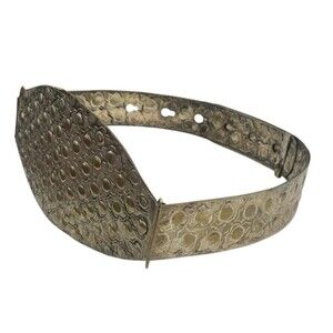Vintage Wide Metal Textured Medallion Belt Size S/M (36"L) Waist Cinch Boho Adjs